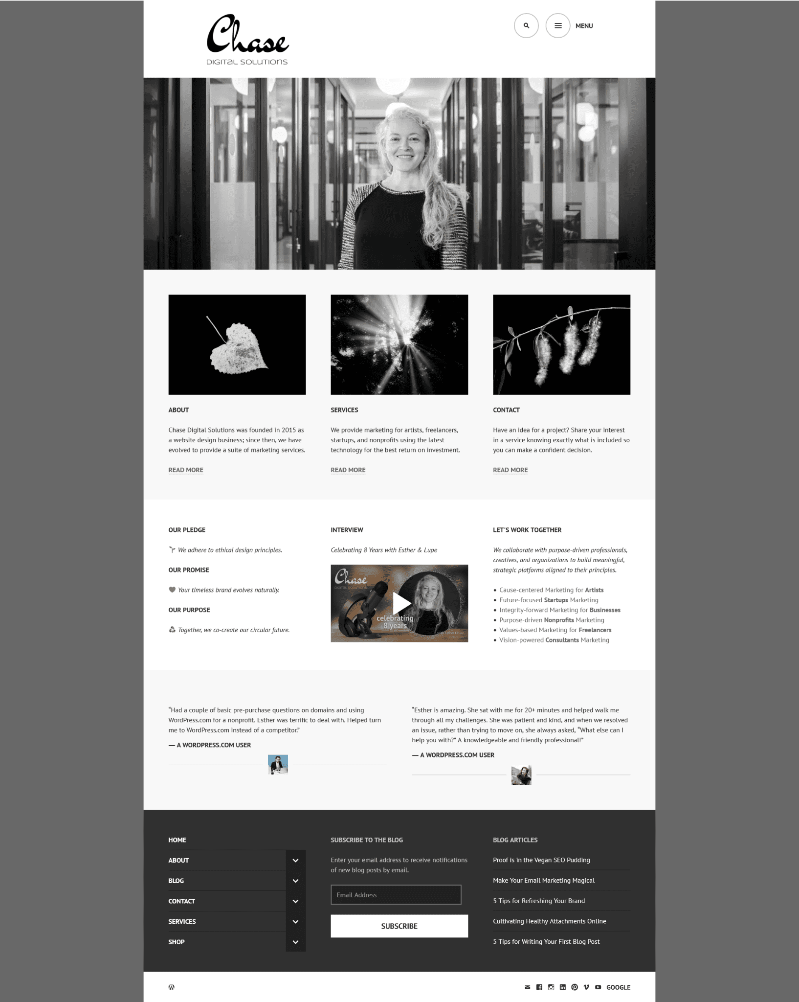 a screenshot of the newly updated homepage