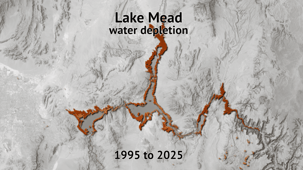 Lake Mead Water Depletion 1995 to 2025